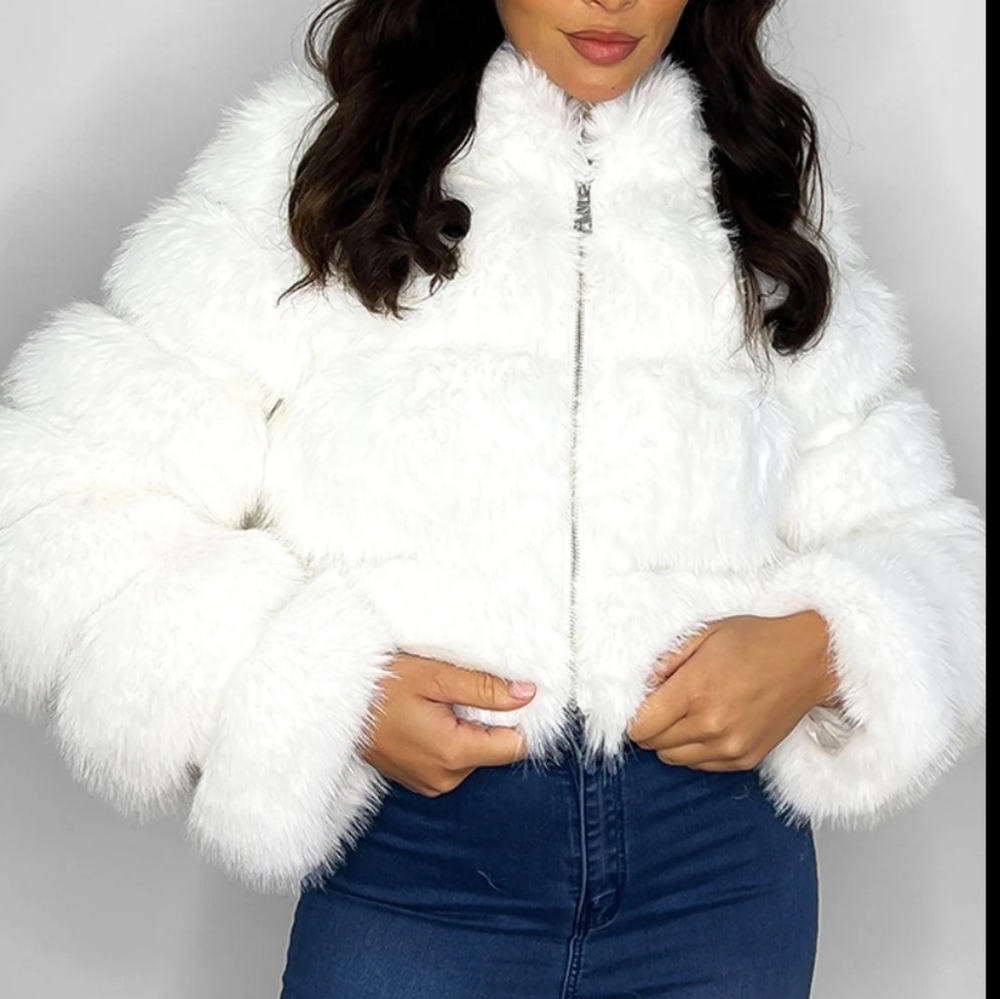 Women's White Faux Fur Jacket